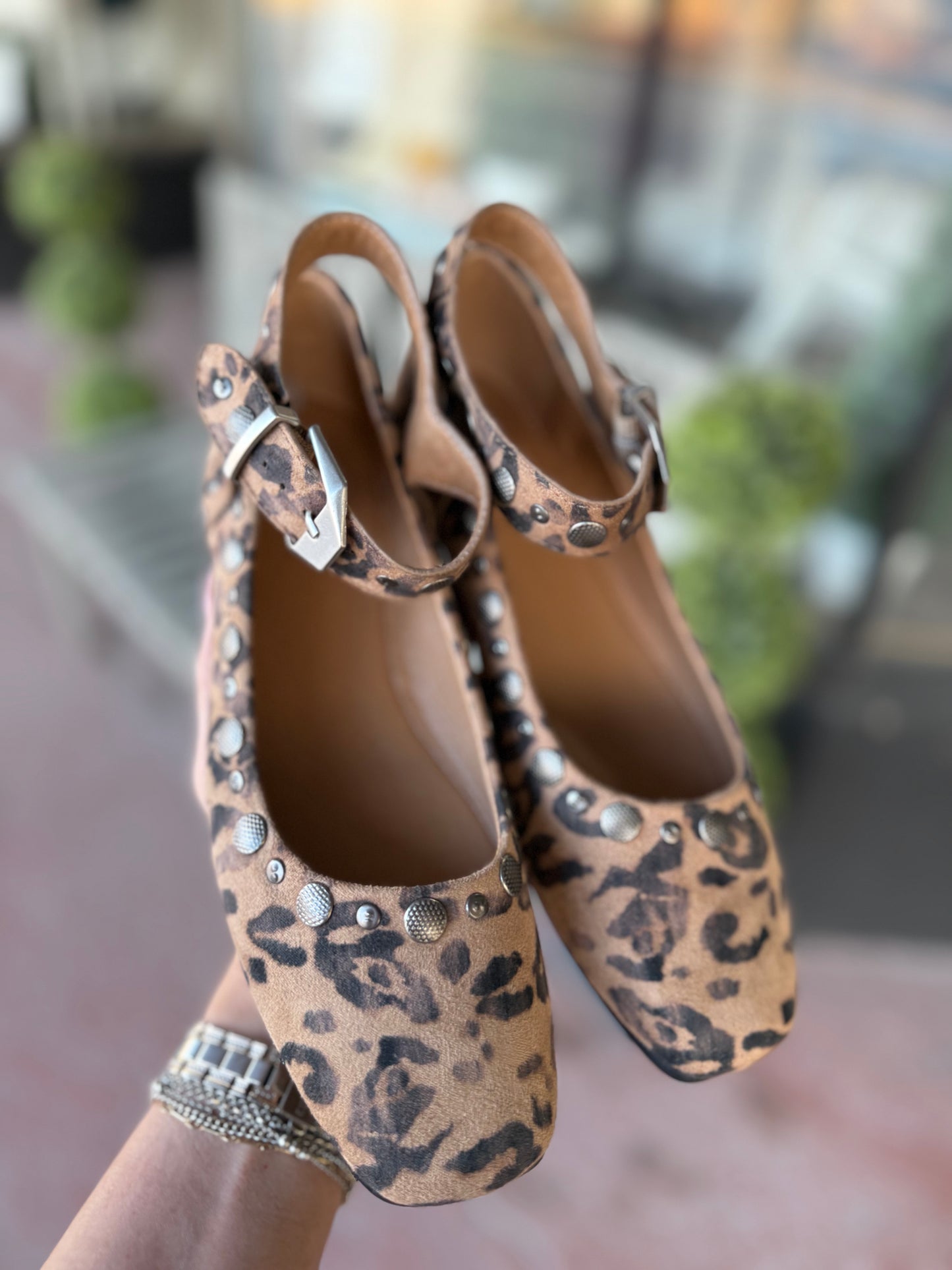 Mystic - Studded Ankle Strap Ballerina Flats