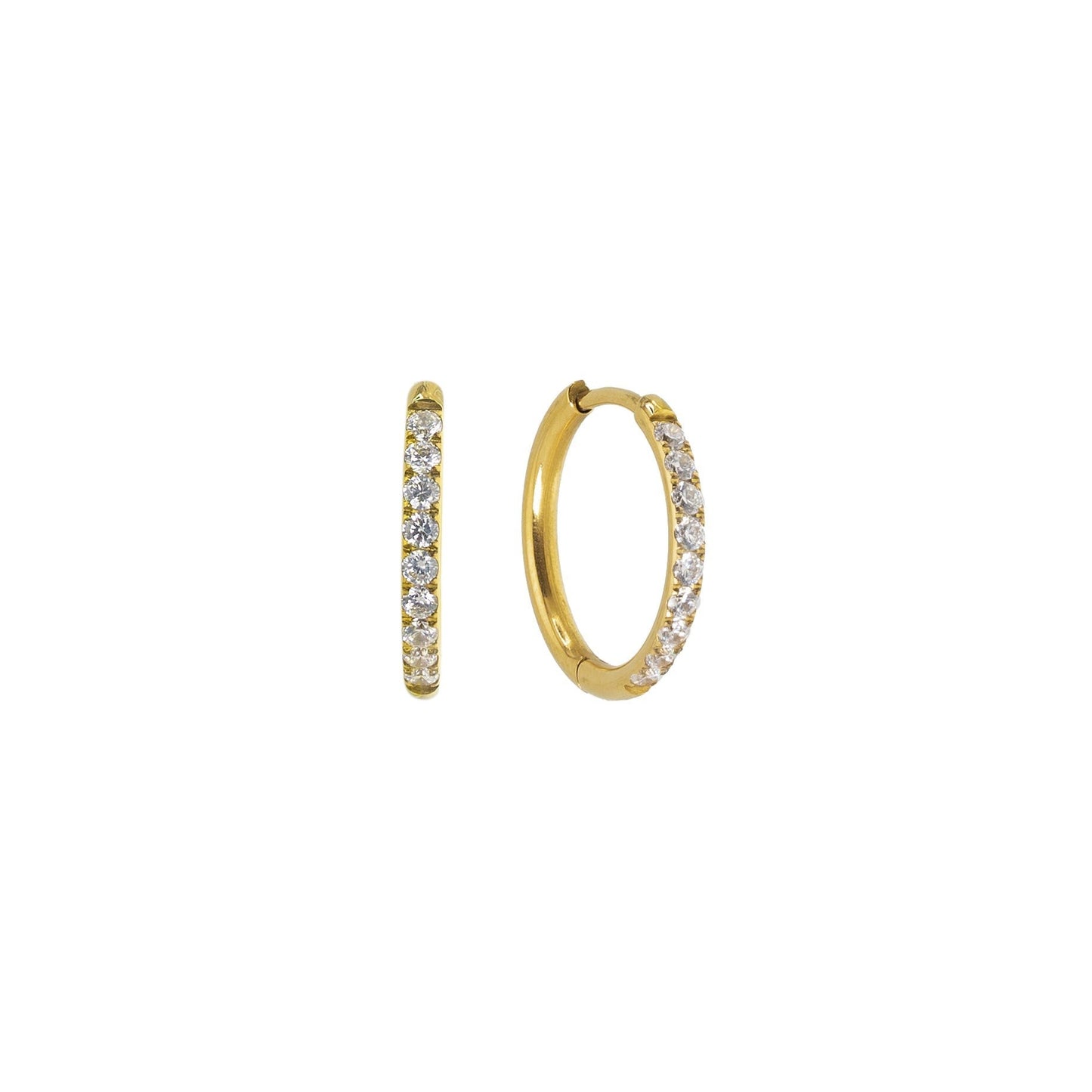 Waterproof Gold 18mm Diamond Hoops