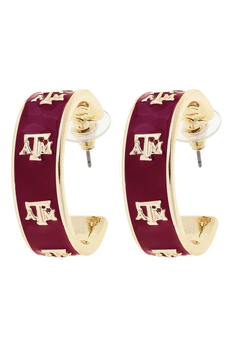 Texas A&M Aggies Enamel Hoop Earrings