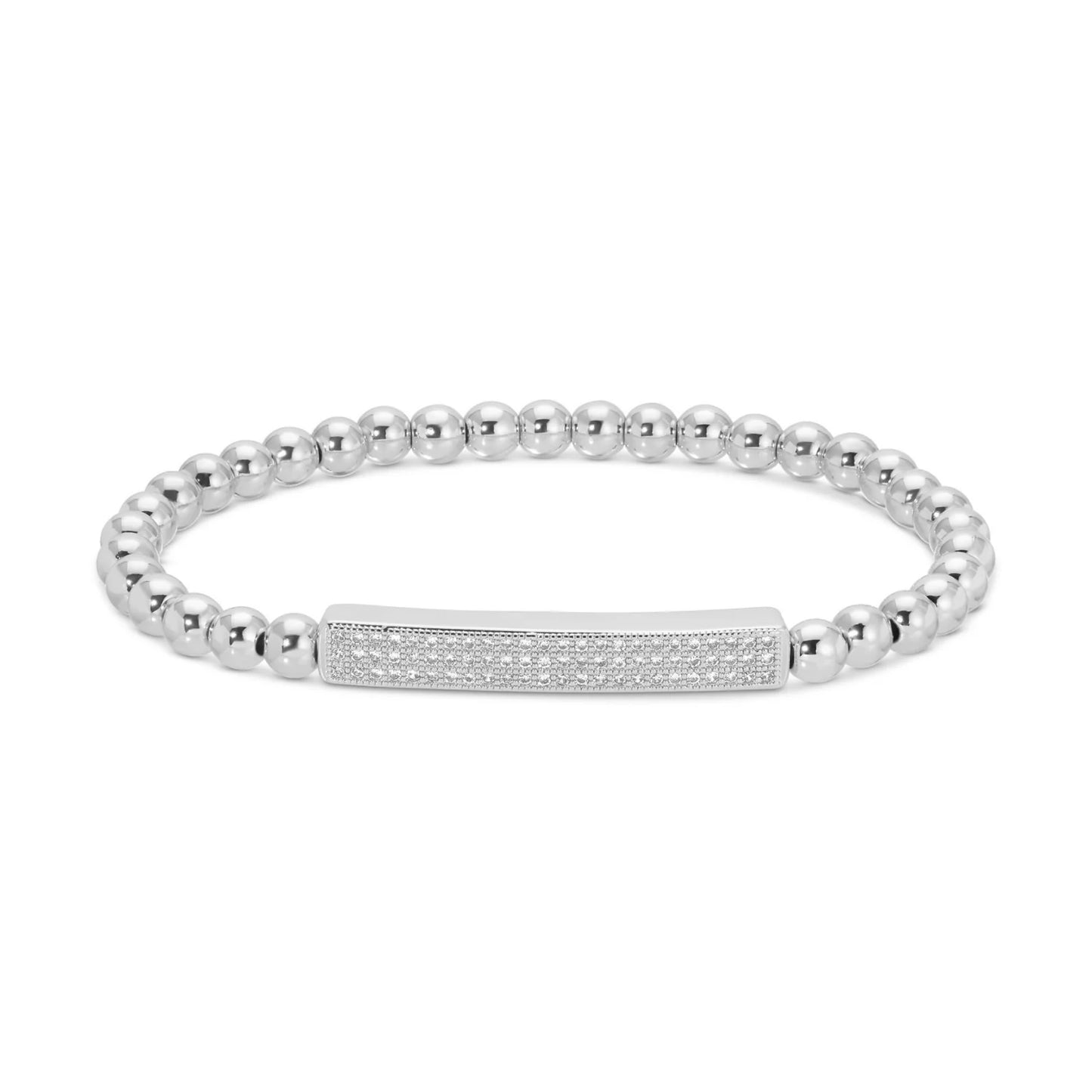 Pave Bar Stretch Bracelet - Silver