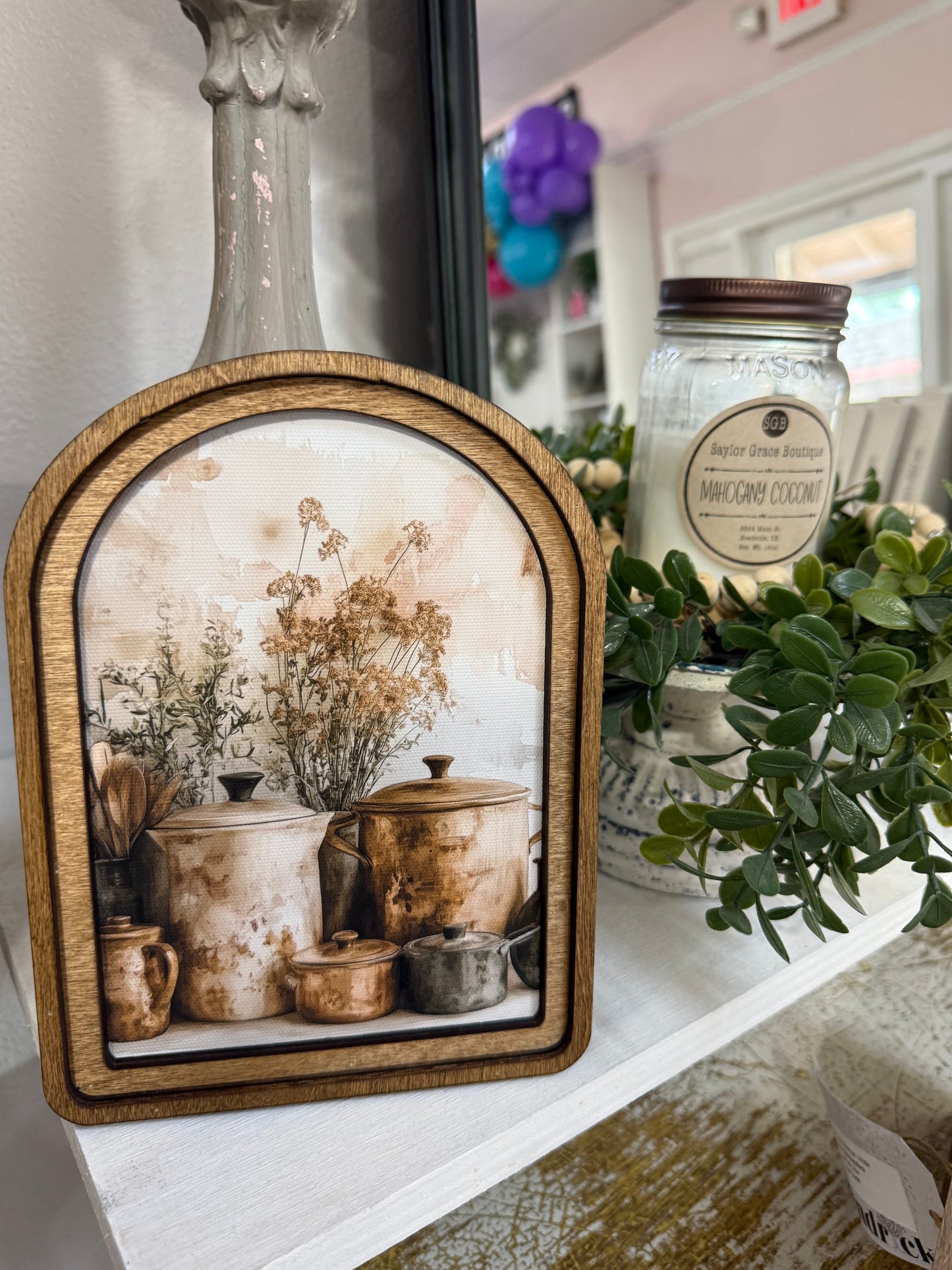 Arch Top Copper Pots Framed Art