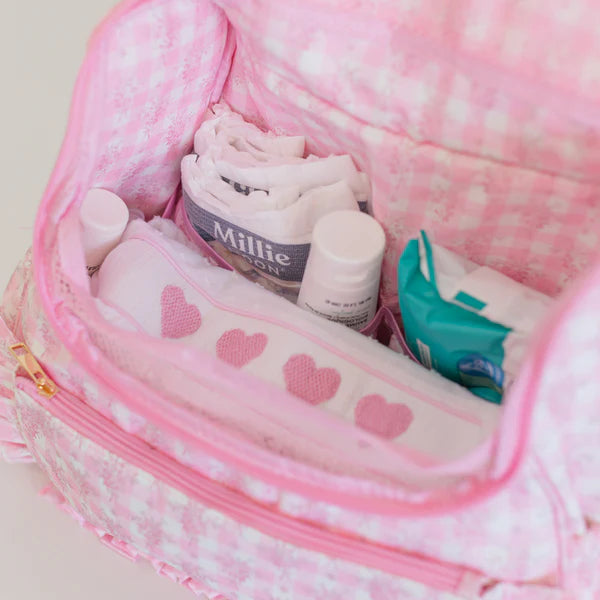 Ruffled Nylon Diaper Bag - Pink