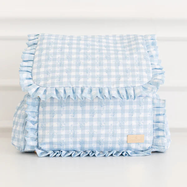 Ruffled Nylon Diaper Bag - Blue