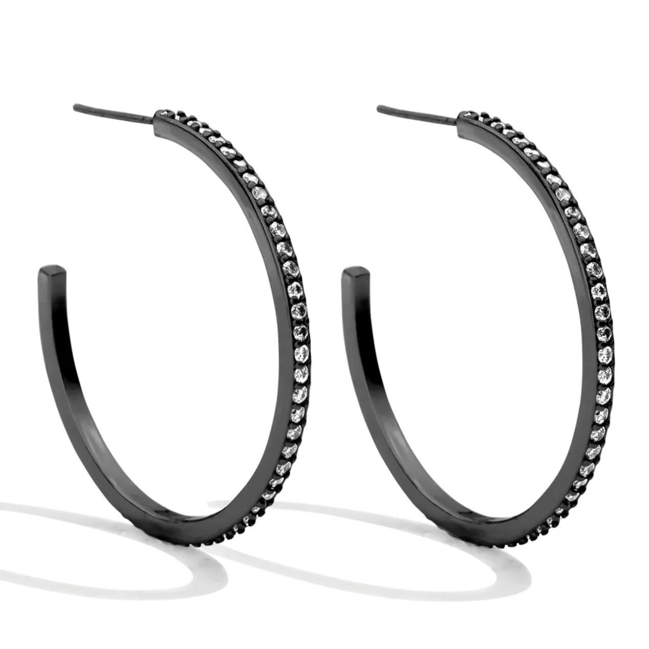 Pave Hoops - Medium Gunmetal