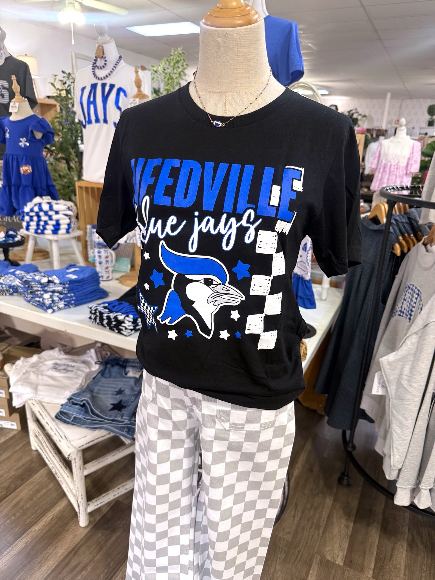 YOUTH Needville Bluejays Checkered Tee
