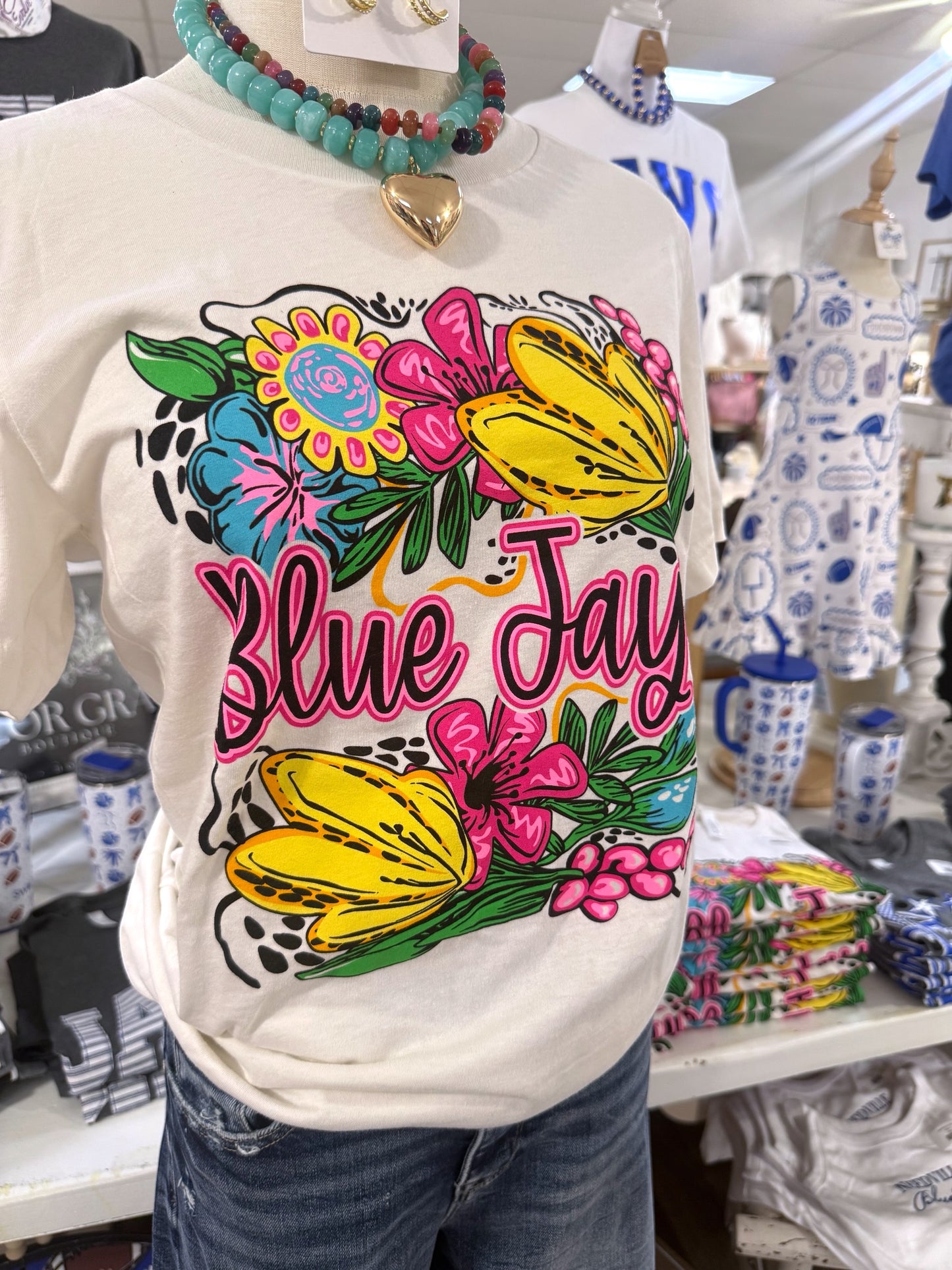 Floral Blue Jay Tee
