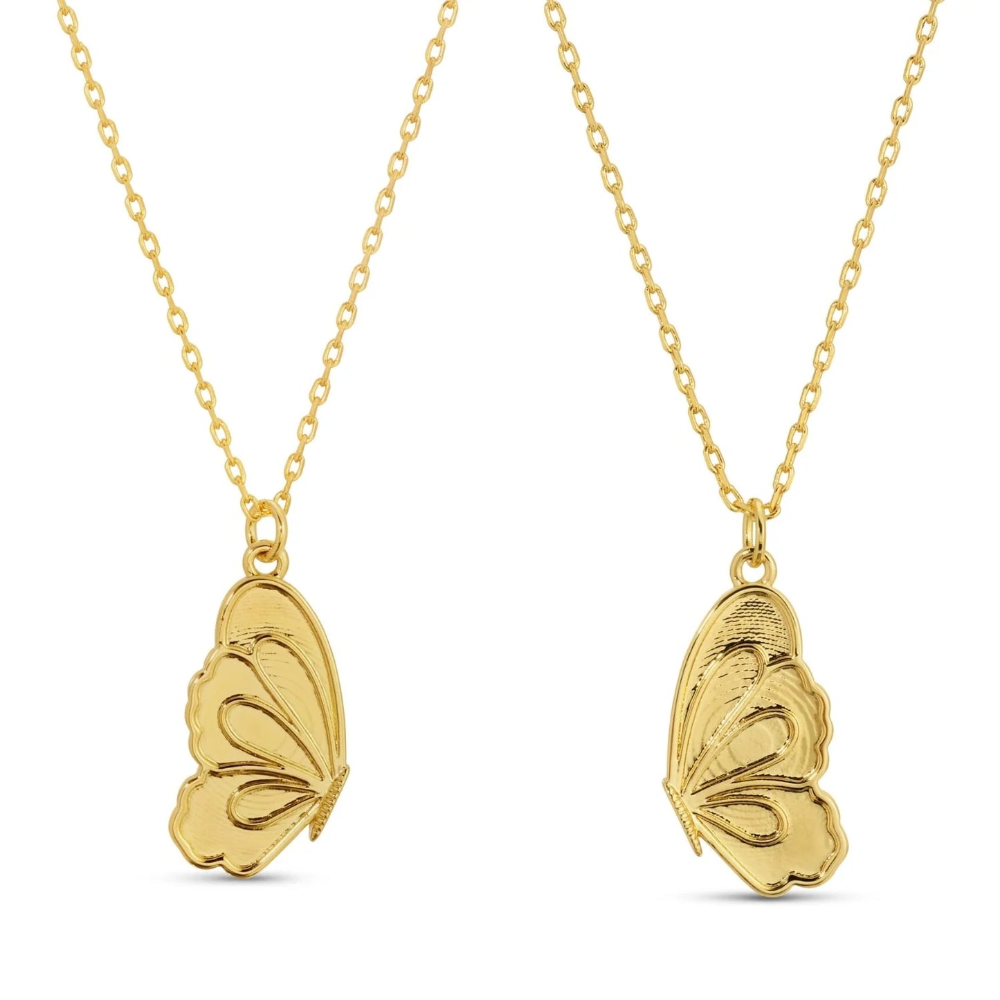 Be Connected - Pair of Butterfly Halves Friendship Necklaces - Gold