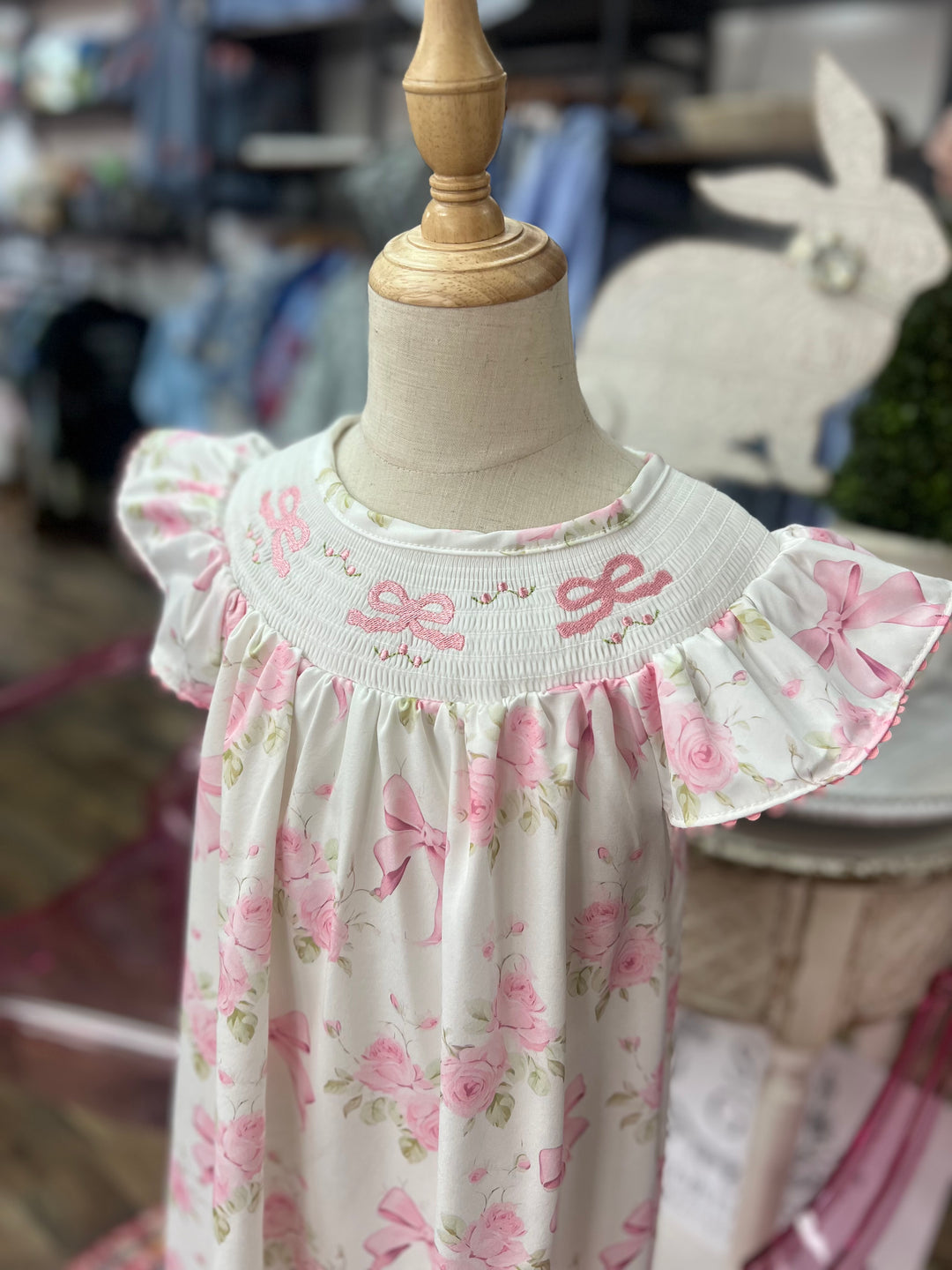 Rose Coquette Smocked Girls Dress