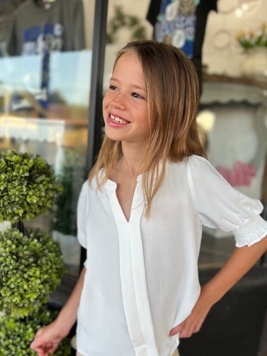 Puff Sleeve Top - White