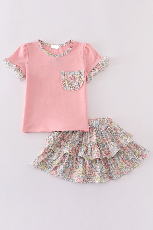 Pink Floral Skort Set
