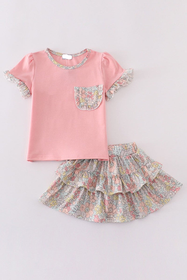 Pink Floral Skort Set