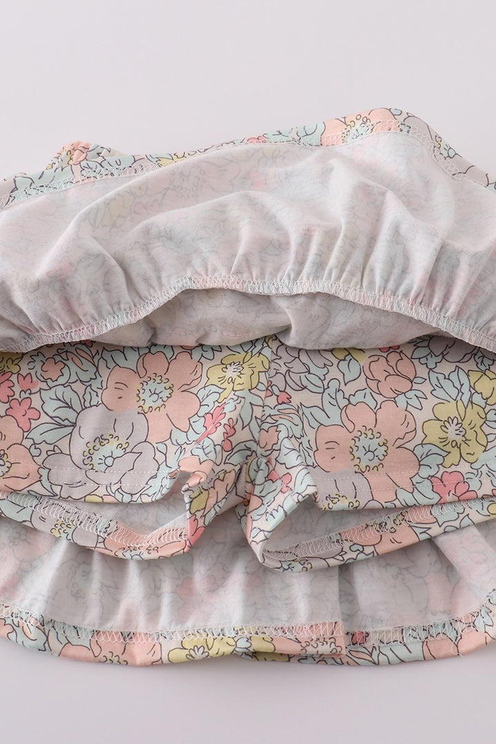 Pink Floral Skort Set