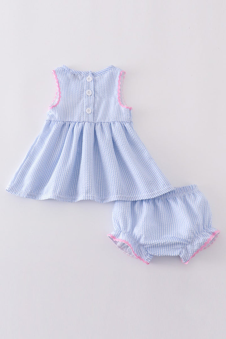 Seersucker Bow Baby Set