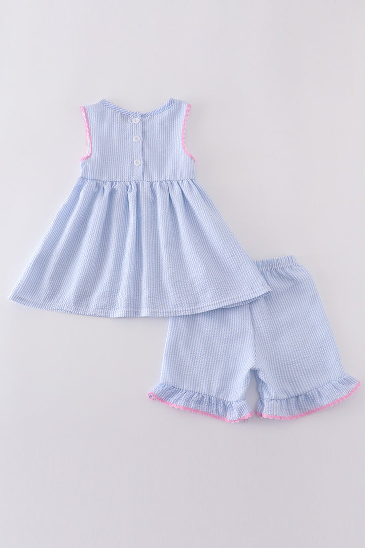 Seersucker Bow Youth Set