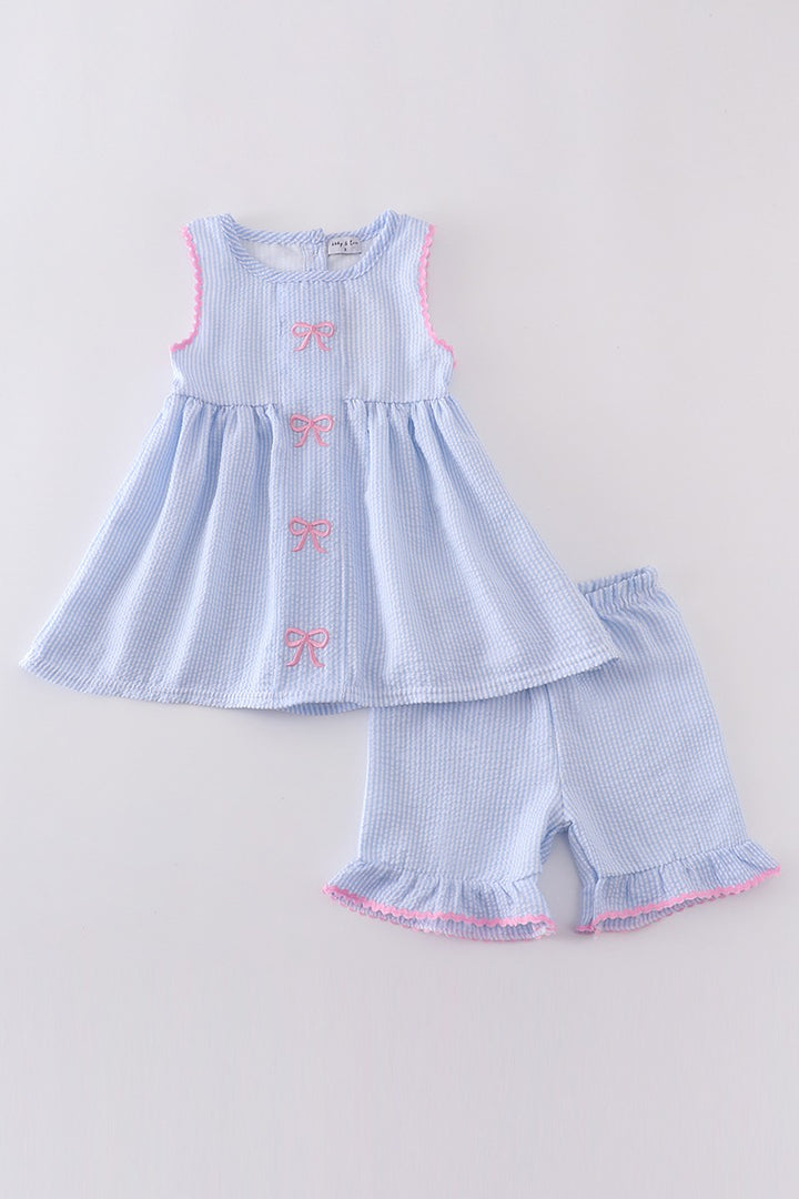 Seersucker Bow Youth Set