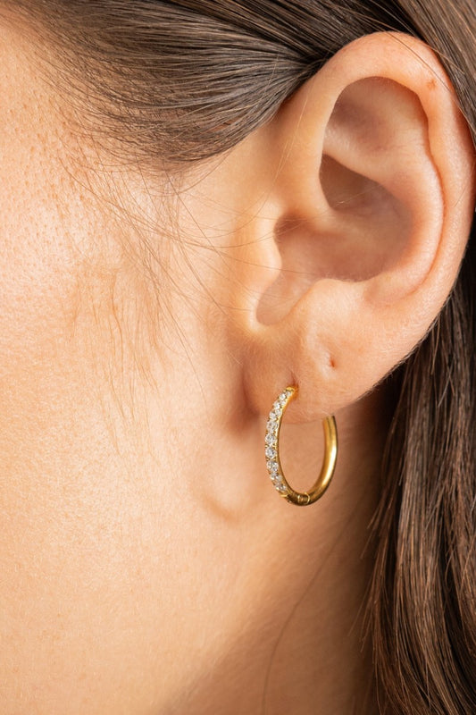 Waterproof Gold 18mm Diamond Hoops