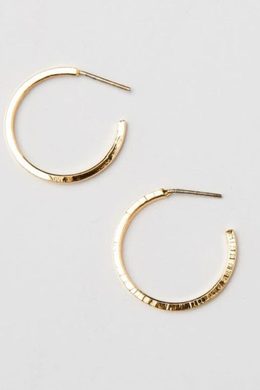 24k Gold Mini Thin Hammered Hoops