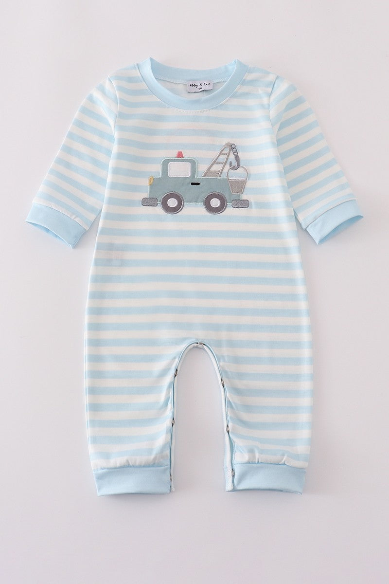 Blue Crane Applique Stripe Romper