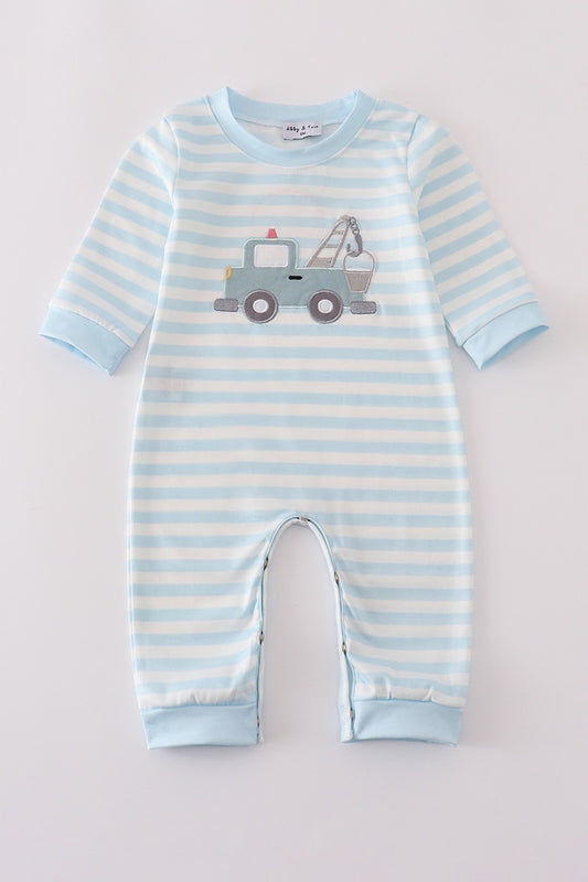 Blue Crane Applique Stripe Romper