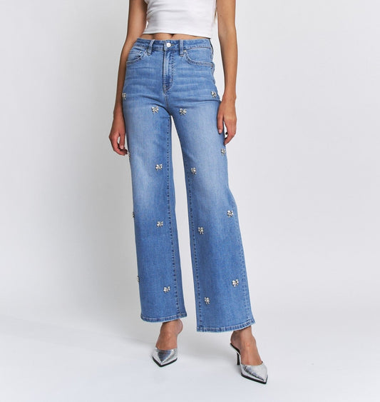 Bow Rhinestone Jeans