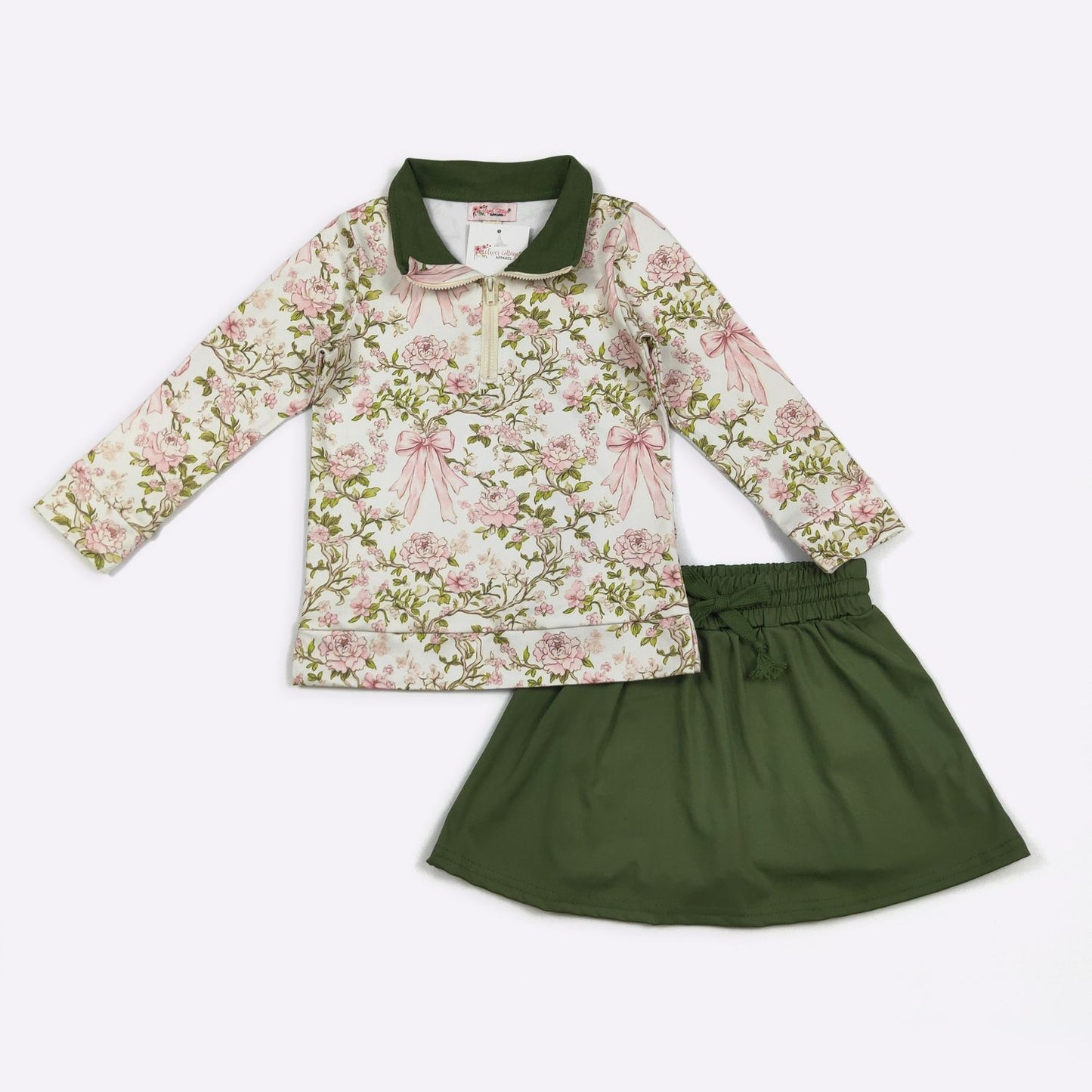 Rose Vine Bow Girls Skort Set