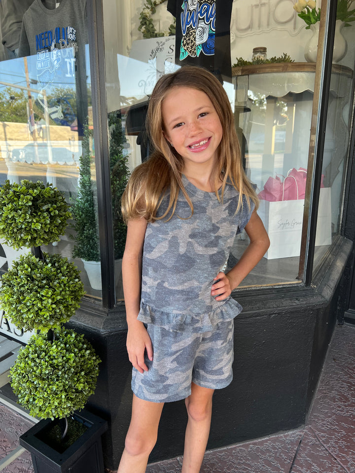 Camo Ruffle Short Set