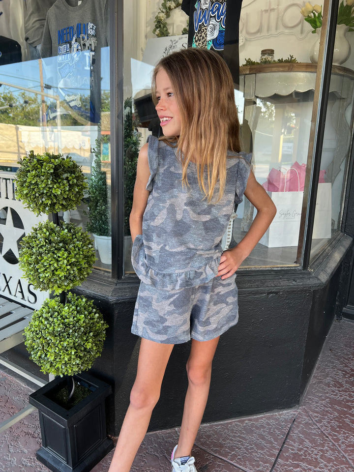 Camo Ruffle Short Set