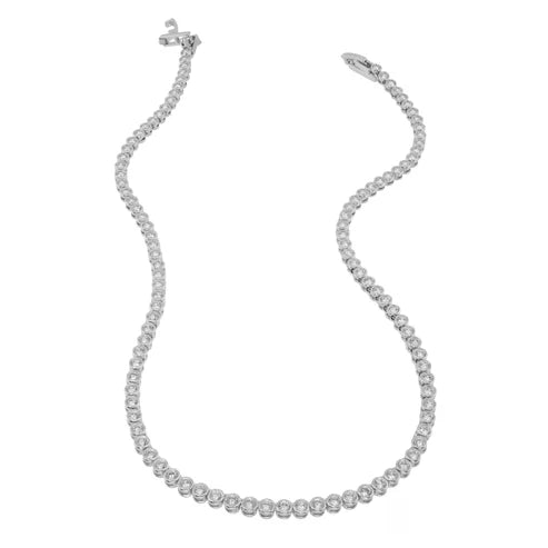 Diamond Tennis Necklace - Silver
