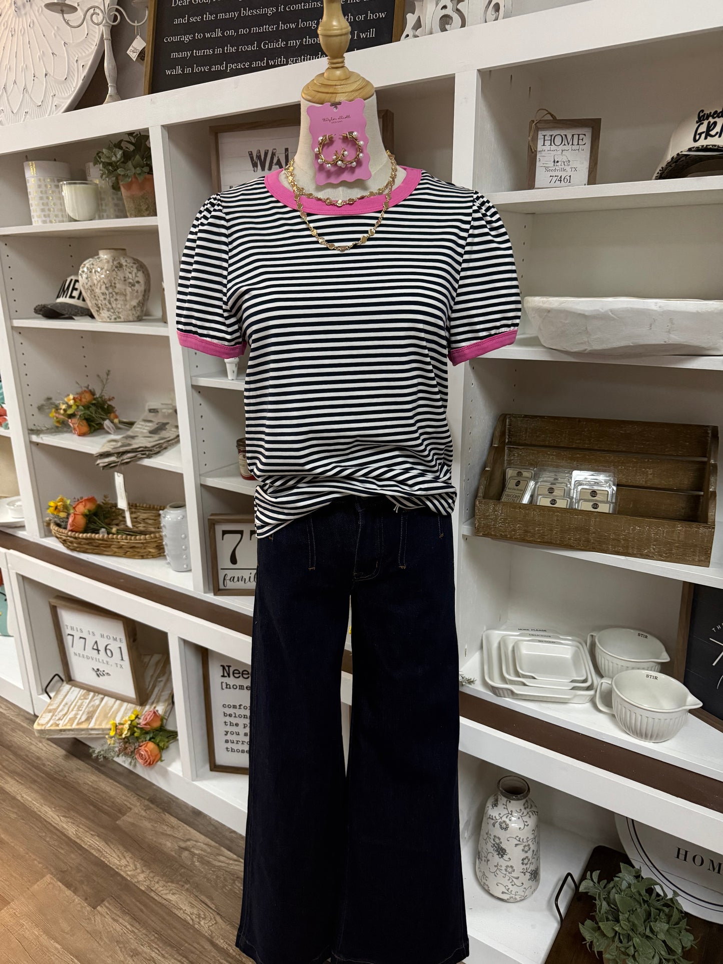 Helen Top - Navy/Pink