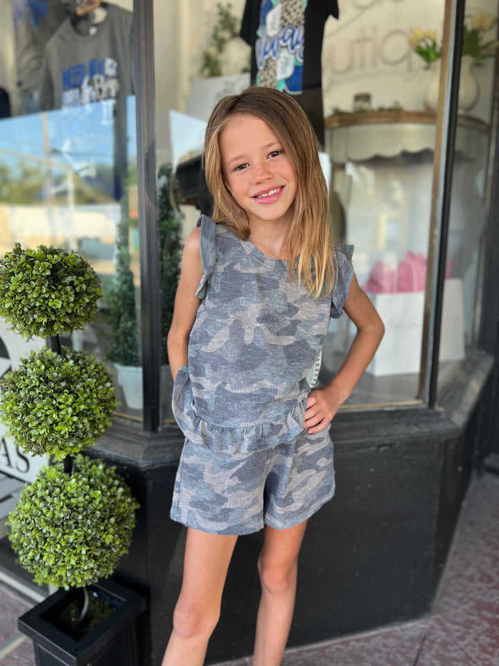 Camo Ruffle Short Set