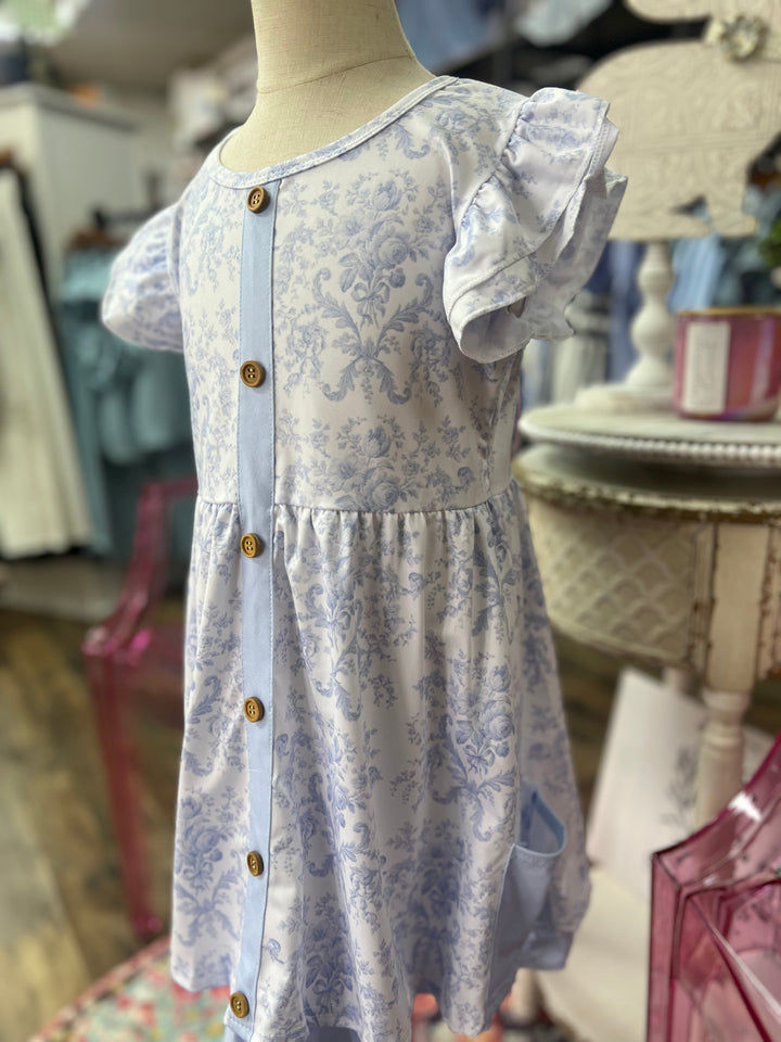 Wedgewood Damask Girls Dress