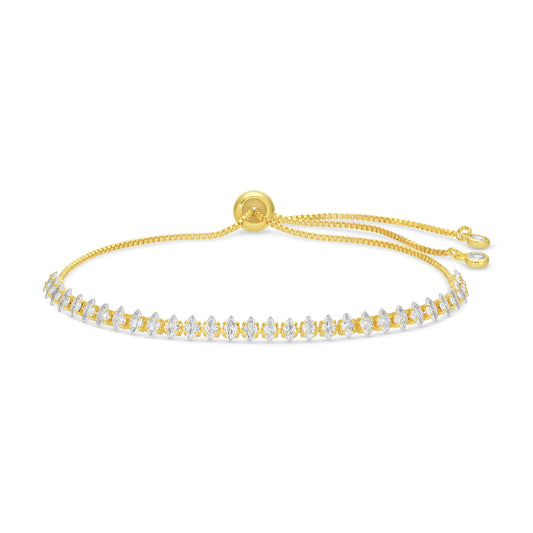 Pulley Tennis Bracelet With Narrow CZ - Gold