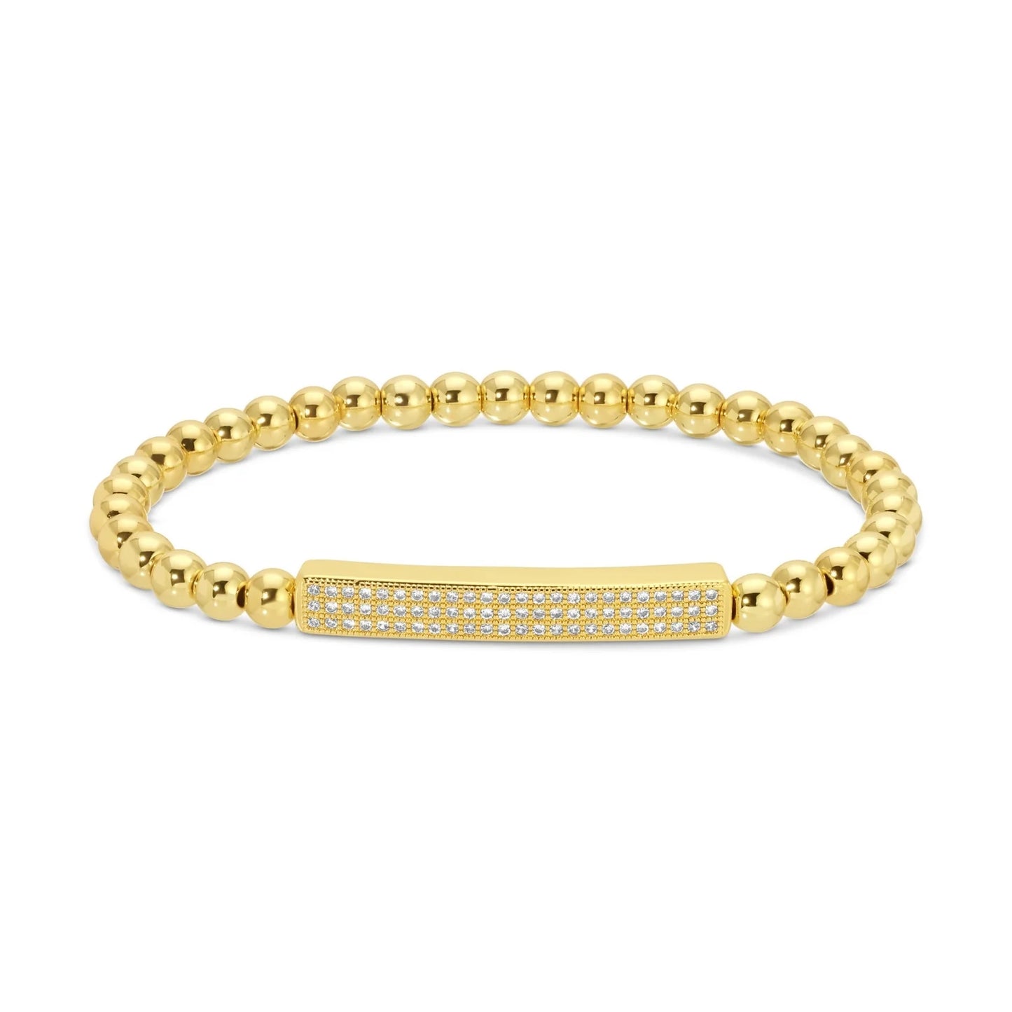 Pave Bar Stretch Bracelet - Gold