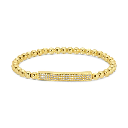 Pave Bar Stretch Bracelet - Gold