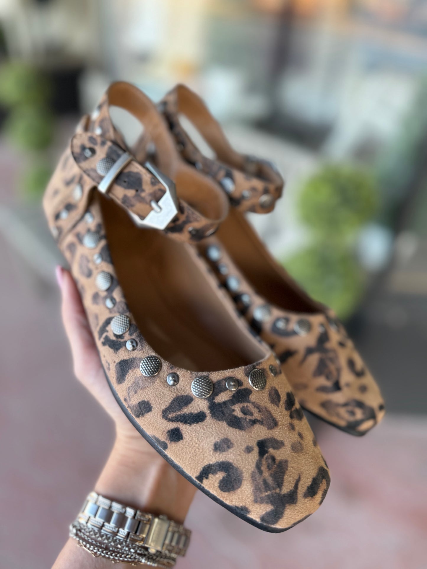 Mystic - Studded Ankle Strap Ballerina Flats