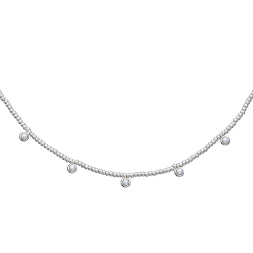 Silver Beaded Pearls Necklace - Restocked