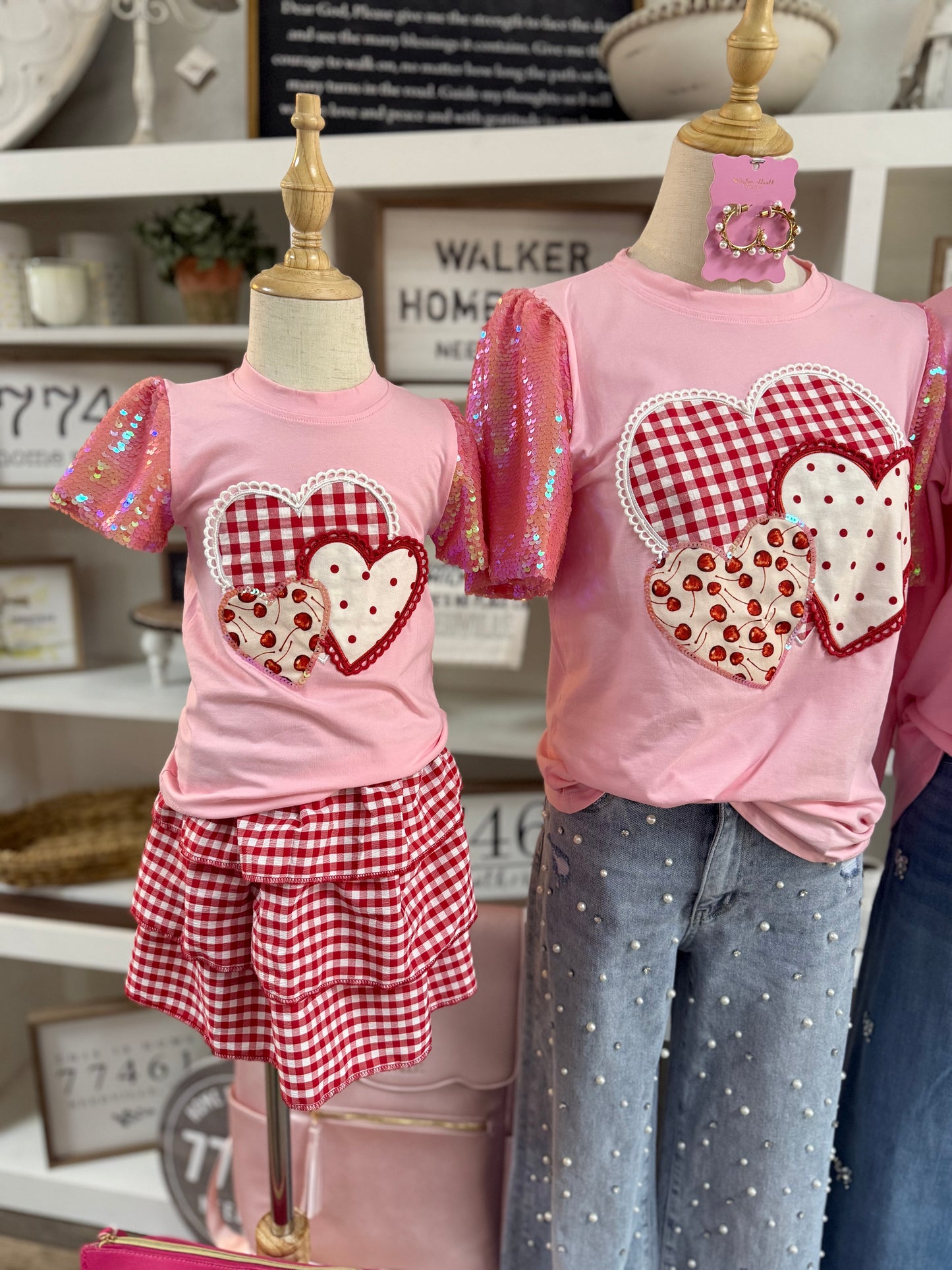 Girls' Red Gingham Ruffle Skirt with Shorts