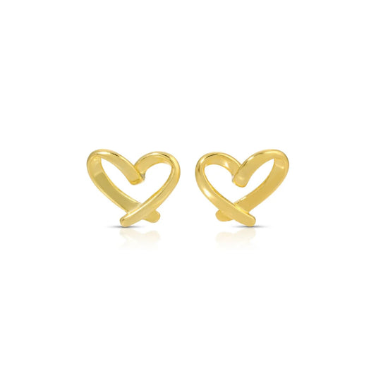Free Form Heart Studs - Gold