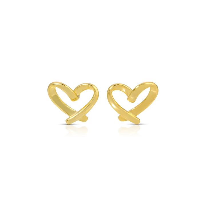 Free Form Heart Studs - Gold