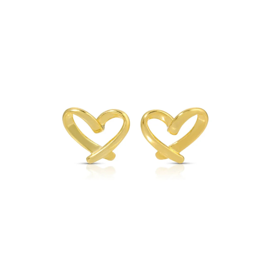 Free Form Heart Studs - Gold
