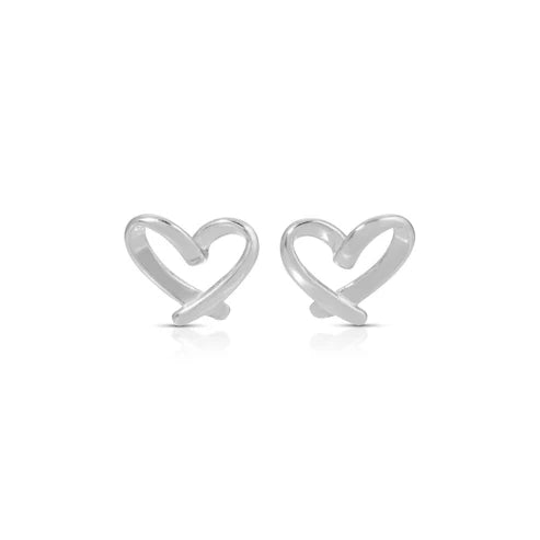 Free Form Heart Studs - Silver