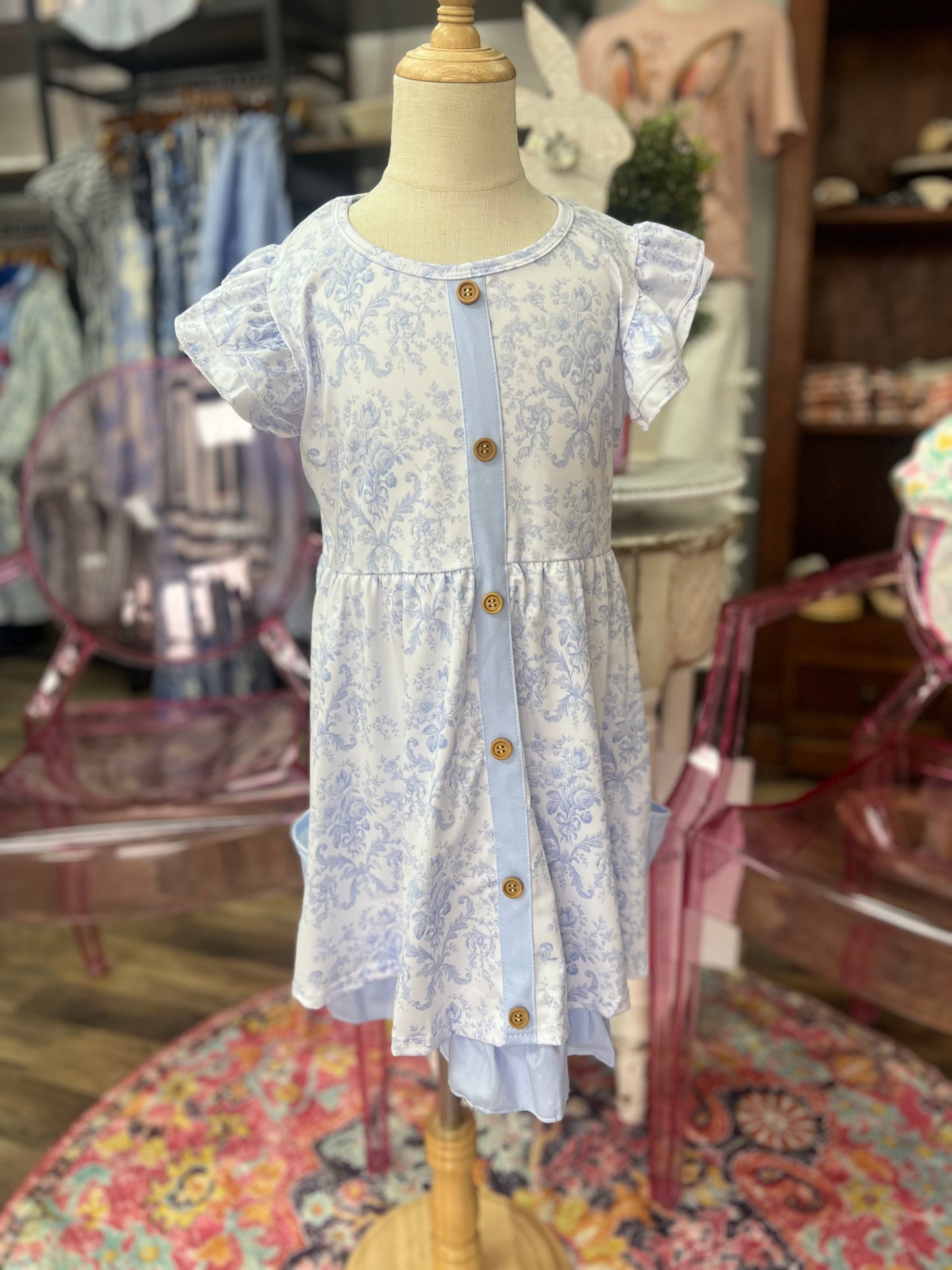 Wedgewood Damask Girls Dress