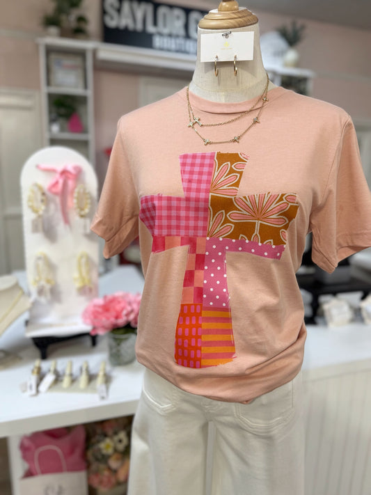 Patch Cross Tee - Peach