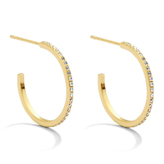 Pave Hoops - Medium Gold