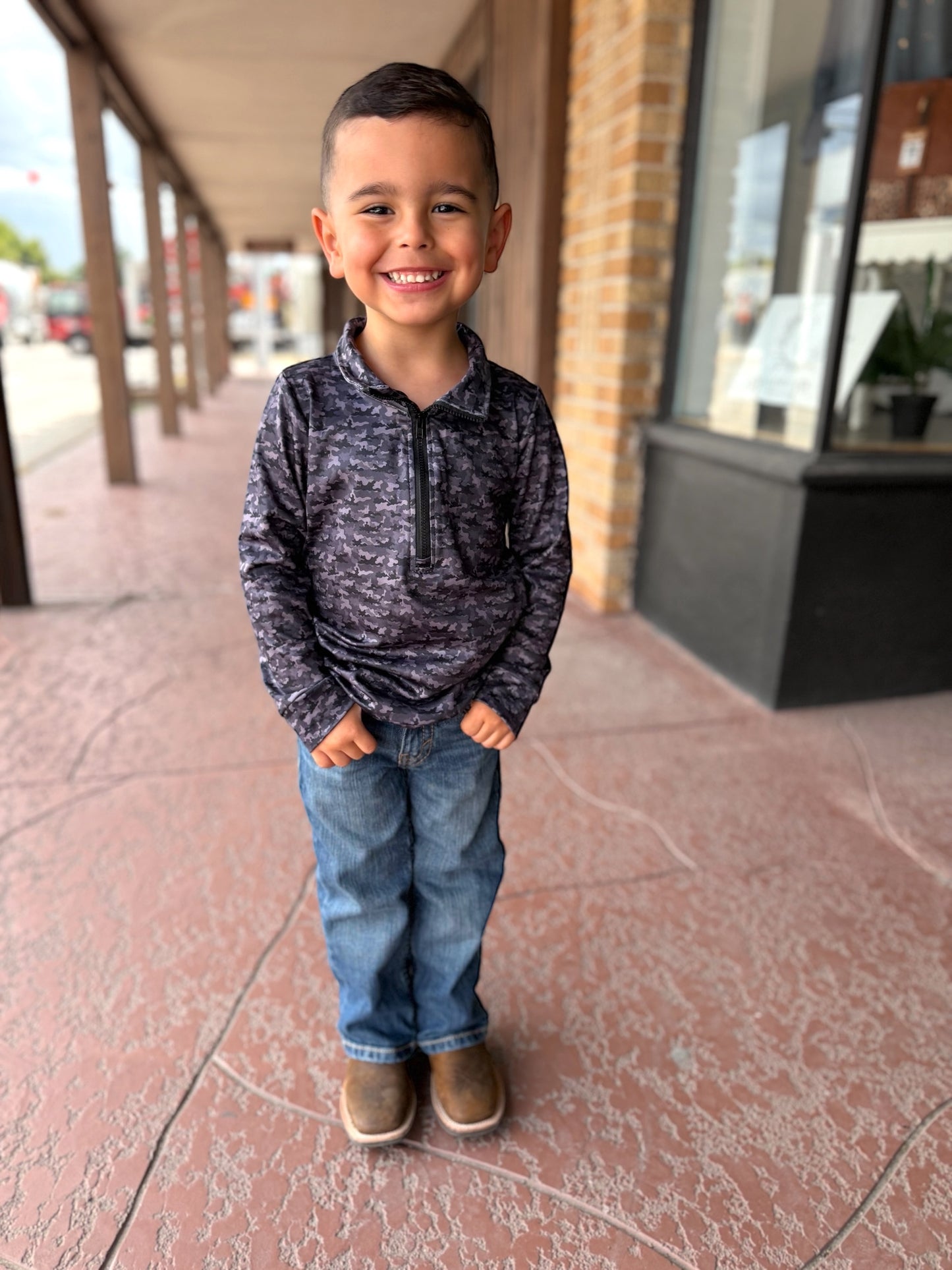 Midnight Camo Boy Quarter Zip