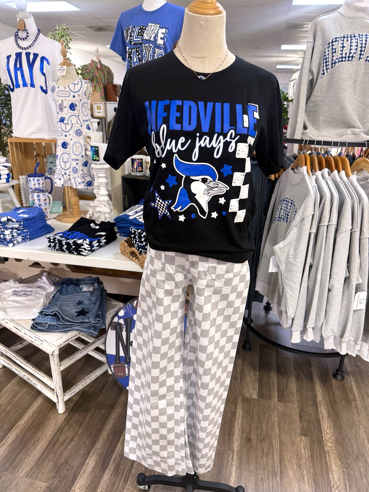 YOUTH Needville Bluejays Checkered Tee