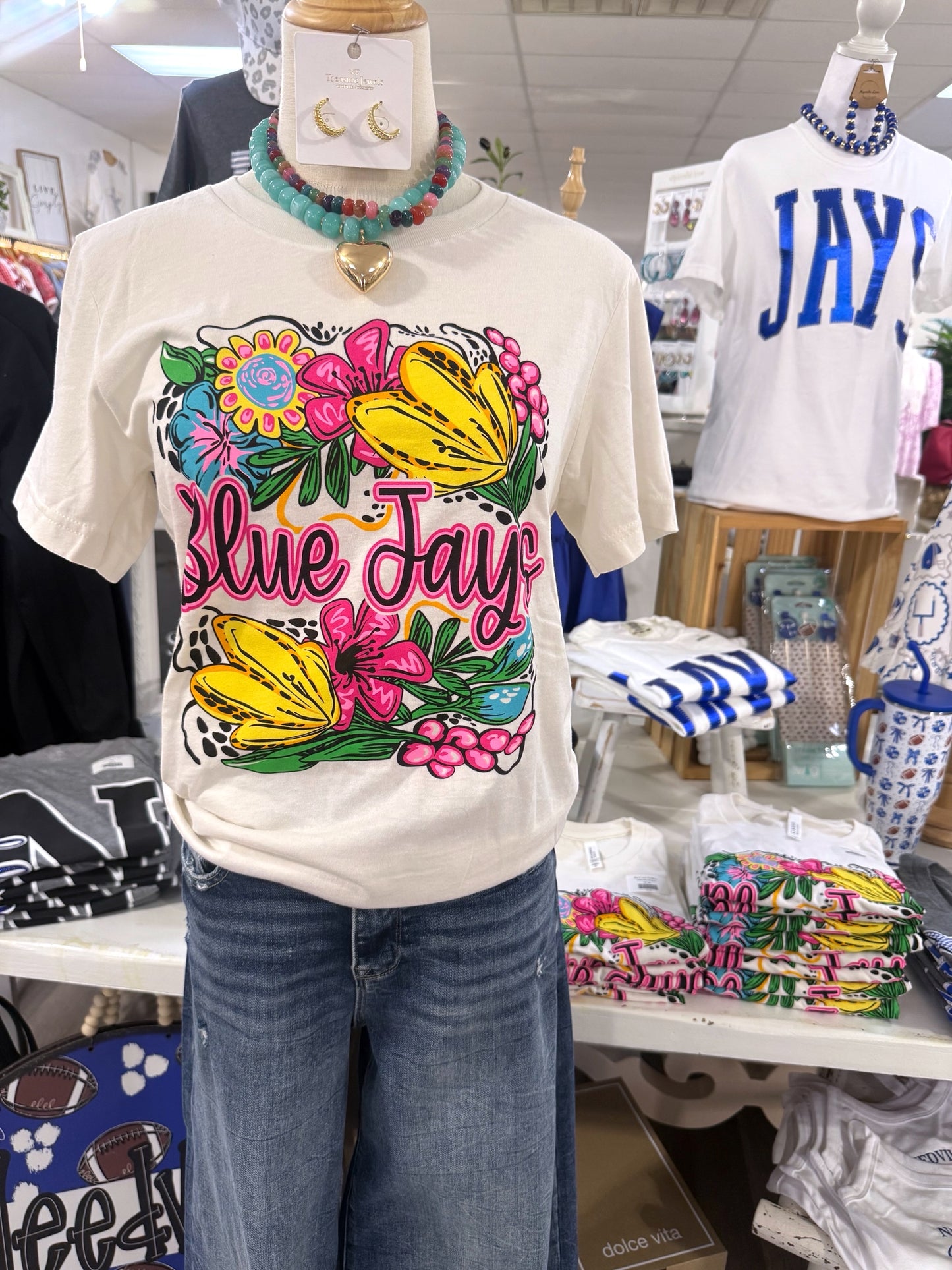 Floral Blue Jay Tee