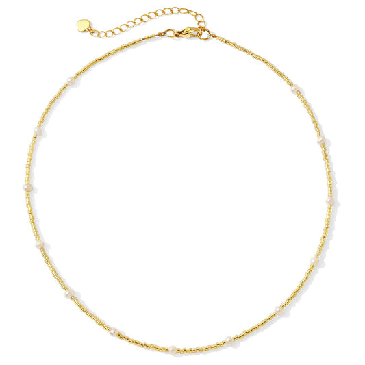 Short Pearl Accented Miyuki Necklace