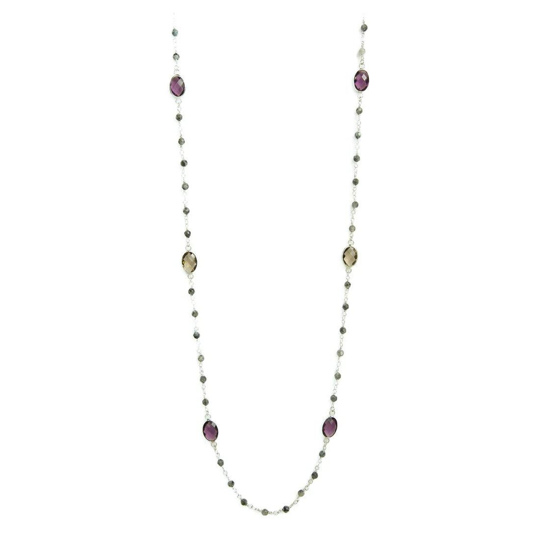 Long Stone and Crystal Necklace