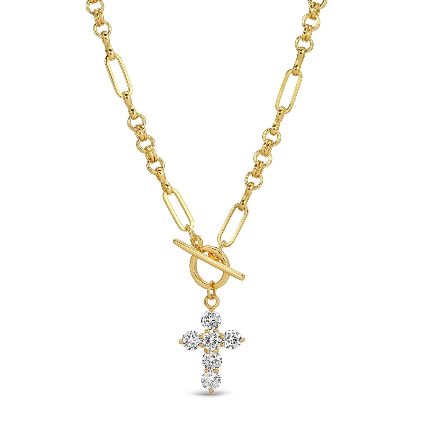 CZ Cross Toggle Necklace